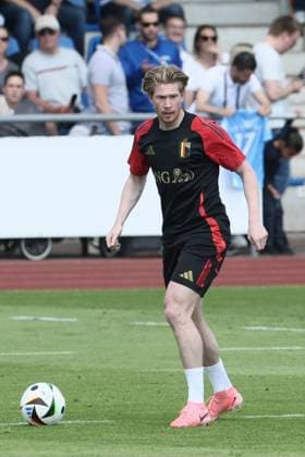 Belgium s Kevin De Bruyne pictured during a training session of Belgian national soccer team Red Devils, Thursday 13 June 2024 at their base camp in Freiberg am Neckar, Germany, in preparation of the UEFA EURO, EM, Europameisterschaft,Fussball 2024 European Soccer Championships. The Red Devils play in Group F at the Euro 2024 European Championships in Germany. BRUNOxFAHY  x94463919_20240613x
