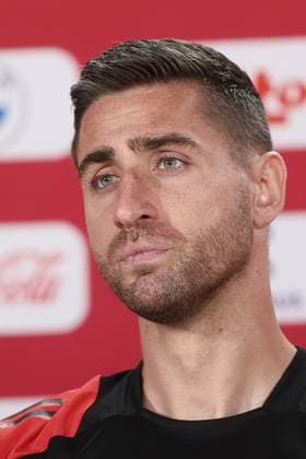 Belgium s goalkeeper Koen Casteels pictured during a press conference, PK, Pressekonferenz of Belgian national soccer team Red Devils, Thursday 13 June 2024 at their base camp in Freiberg am Neckar, Germany, in preparation of the UEFA EURO, EM, Europameisterschaft,Fussball 2024 European Soccer Championships. The Red Devils play in Group F at the Euro 2024 European Championships in Germany. BRUNOxFAHY  x94464312_20240613x