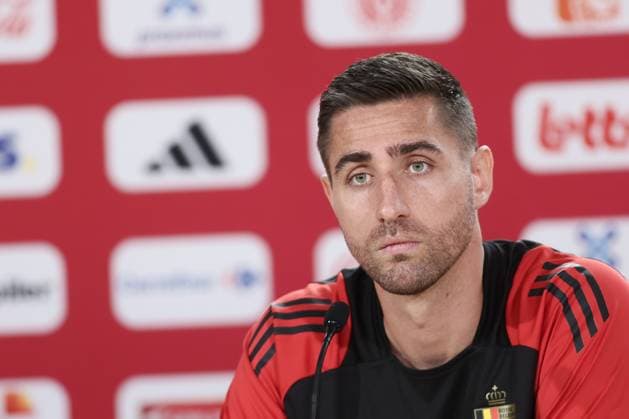 Belgium s goalkeeper Koen Casteels pictured during a press conference, PK, Pressekonferenz of Belgian national soccer team Red Devils, Thursday 13 June 2024 at their base camp in Freiberg am Neckar, Germany, in preparation of the UEFA EURO, EM, Europameisterschaft,Fussball 2024 European Soccer Championships. The Red Devils play in Group F at the Euro 2024 European Championships in Germany. BRUNOxFAHY  x94464604_20240613x