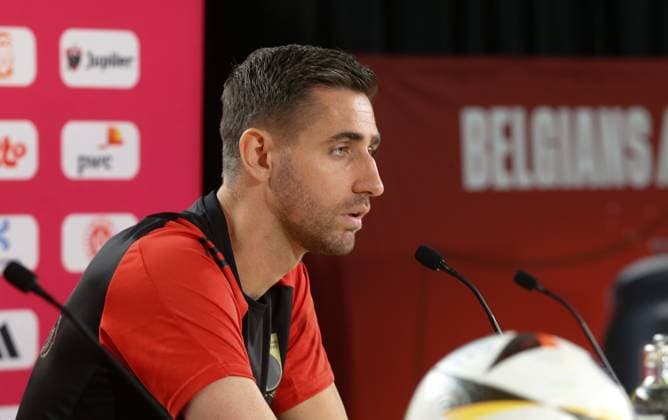 Freiberg , Fußball Nationalmannschaft Belgien Pressekonferenz , Koen Casteels