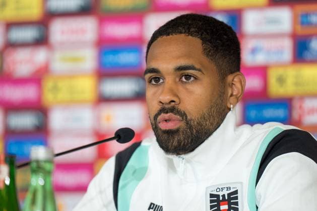 SOCCER - UEFA EURO, EM, Europameisterschaft,Fussball 2024 BERLIN,GERMANY,13.JUN.24 - SOCCER -UEFA EURO 2024, OEFB, Oesterreichischer Fussball-Bund, press conference, PK, Pressekonferenz Image shows Phillipp Mwene (AUT). GEPAxpictures xJohannesxFriedl