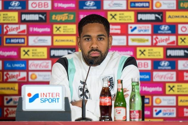 SOCCER - UEFA EURO, EM, Europameisterschaft,Fussball 2024 BERLIN,GERMANY,13.JUN.24 - SOCCER -UEFA EURO 2024, OEFB, Oesterreichischer Fussball-Bund, press conference, PK, Pressekonferenz Image shows Phillipp Mwene (AUT). GEPAxpictures xJohannesxFriedl