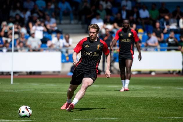 Kevin de Bruyne (Belgien, 07) am Ball, GER, Belgium (BEL), Public Training Session, Fussball Europameisterschaft, UEFA EURO, EM, Europameisterschaft,Fussball 2024, 13.06.2024 GER, Belgium (BEL), Public Training Session, Fussball Europameisterschaft, UEFA EURO 2024, 13.06.2024 Freiberg am Neckar Copyright: xEibner-Pressefoto Memmlerx EP_MMR