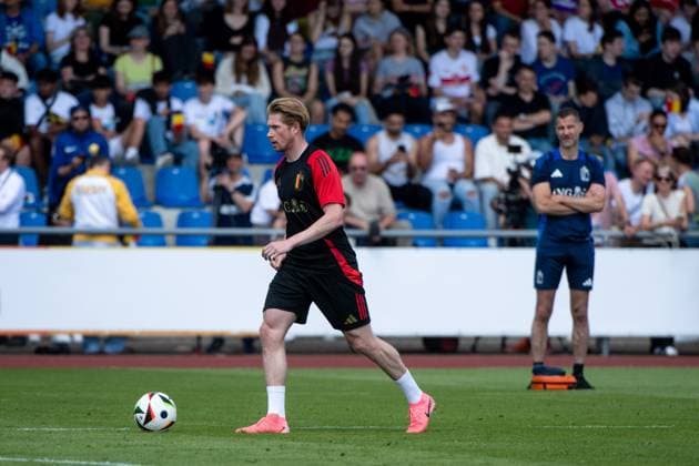 Kevin de Bruyne (Belgien, 07) am Ball, GER, Belgium (BEL), Public Training Session, Fussball Europameisterschaft, UEFA EURO, EM, Europameisterschaft,Fussball 2024, 13.06.2024 GER, Belgium (BEL), Public Training Session, Fussball Europameisterschaft, UEFA EURO 2024, 13.06.2024 Freiberg am Neckar Copyright: xEibner-Pressefoto Memmlerx EP_MMR