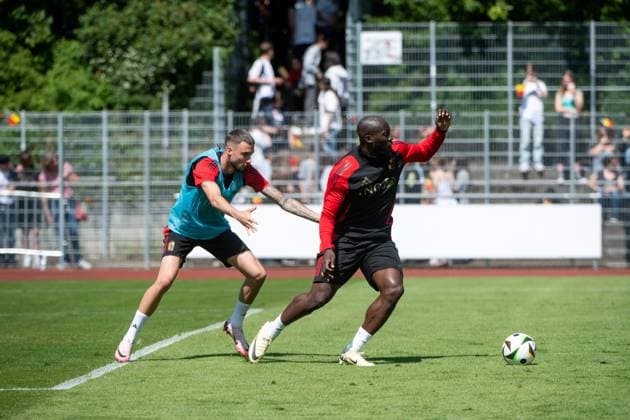 Romelu Lukaku (Belgien, 10) am Ball, GER, Belgium (BEL), Public Training Session, Fussball Europameisterschaft, UEFA EURO, EM, Europameisterschaft,Fussball 2024, 13.06.2024 GER, Belgium (BEL), Public Training Session, Fussball Europameisterschaft, UEFA EURO 2024, 13.06.2024 Freiberg am Neckar Copyright: xEibner-Pressefoto Memmlerx EP_MMR