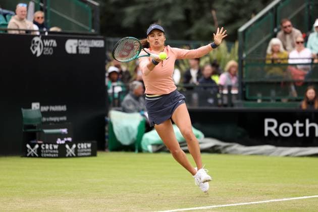 Emma Raducanu during a round of 16 match against Daria Snigur. Rothesay Open Nottingham, Day 4, Tennis, Lexus Nottingham Tennis Centre, Nottingham, UK - 13 June 2024  Copyright: xRyanxBrowne Shutterstockx 14523730ac