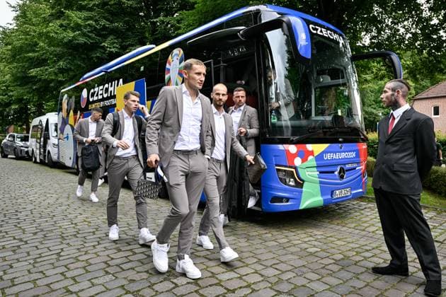 Arrival of the Czech national soccer team at the European Championships, Norderstedt, Germany, June 13, 2024. Forward Jan Kuchta is in front. (CTKxPhoto VitxSimanek) CTKPhotoP2024061305557  CTKPhotoP2024061305557