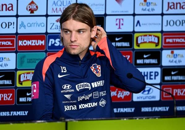 PXL_CRO football press Croatian national team, Nationalteam player Borna Sosa during press conference, PK, Pressekonferenz in Neuruppin, Germany on 13. June 2024. MarkoxLukunic PIXSELL