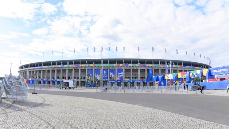 Blick auf das Stadion vor der UEFA EURO, EM, Europameisterschaft,Fussball 2024, Das Olympia - Stadion Berlin, vor Beginn der Fussball EM 2024 - UEFA, 13.06. 2024, Copyright: HMBxMedia UwexKoch