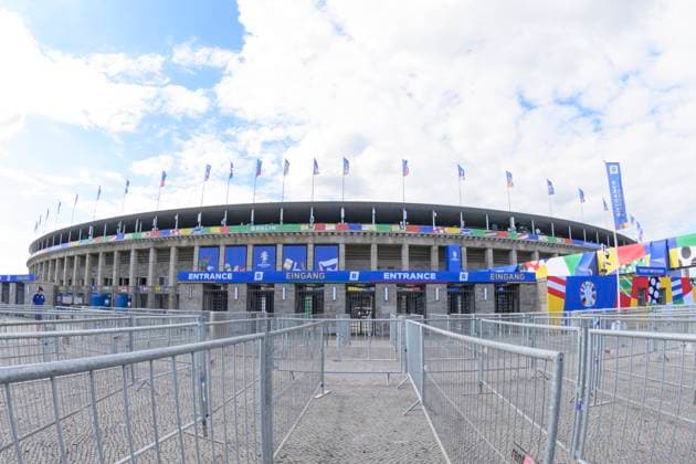 Blick auf das Stadion vor der UEFA EURO, EM, Europameisterschaft,Fussball 2024, Das Olympia - Stadion Berlin, vor Beginn der Fussball EM 2024 - UEFA, 13.06. 2024, Copyright: HMBxMedia UwexKoch