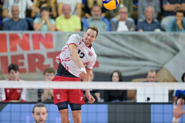 Sport Bilder des Tages VOLLEYBALL - CEV Silver League RIED,AUSTRIA,13.JUN.24 - VOLLEYBALL - CEV European Silver League, men, OEVV international match, Länderspiel, Nationalmannschaft Austria vs Israel. Image shows Alexander Berger (AUT).  GEPAxpictures xChristianxMoser