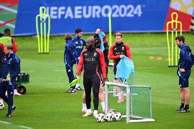 Belgium Media Activities UEFA EURO, EM, Europameisterschaft,Fussball 2024 14 06 2024 FREIBERG AM NECKA, GERMANY - JUNE 14 : Lukaku Romelu forward of Belgium during a training session of the Belgian Red Devils at the UEFA Euro 2024 European Football Championship tournament on June 14, 2024 in Freiberg am Necka, Germany, 14 06 2024 Freiberg am Necka Germany  Copyright: xVincentxKalutx