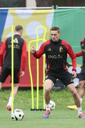 Belgium s Timothy Castagne pictured during a training session of Belgian national soccer team Red Devils, Friday 14 June 2024 at their base camp in Freiberg am Neckar, Germany, in preparation of the UEFA EURO, EM, Europameisterschaft,Fussball 2024 European Soccer Championships. The Red Devils play in Group F at the Euro 2024 European Championships in Germany. BRUNOxFAHY  x94516564x