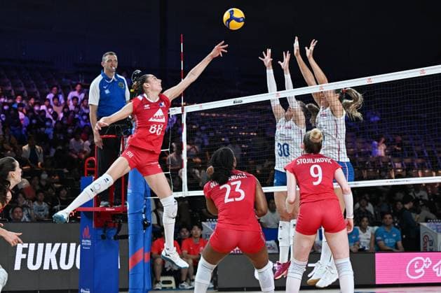 Amelie Rotar (FRA), JUNE 14, 2024 - Volleyball : FIVB Volleyball Nations League 2024 Women s Preliminary Round between Serbia 1-3 France at West Japan General Exhibition Center, Fukuoka, Japan. Noxthirdxpartyxsales  (256349917)