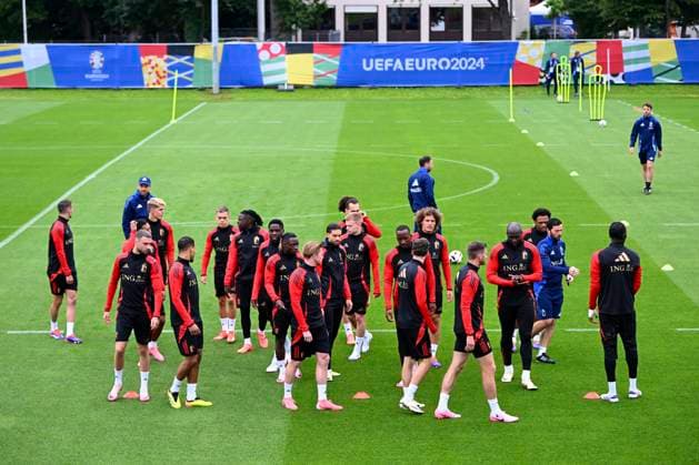 Belgium Media Activities UEFA EURO, EM, Europameisterschaft,Fussball 2024 14 06 2024 FREIBERG AM NECKA, GERMANY - JUNE 14 : Players of Belgium during a training session of the Belgian Red Devils at the UEFA Euro 2024 European Football Championship tournament on June 14, 2024 in Freiberg am Necka, Germany, 14 06 2024 Freiberg am Necka Germany  Copyright: xVincentxKalutx