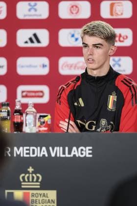 Belgium s Charles De Ketelaere pictured during a press conference, PK, Pressekonferenz of Belgian national soccer team Red Devils, Friday 14 June 2024 at their base camp in Freiberg am Neckar, Germany, in preparation of the UEFA EURO, EM, Europameisterschaft,Fussball 2024 European Soccer Championships. The Red Devils play in Group F at the Euro 2024 European Championships in Germany. BRUNOxFAHY  x94521172x