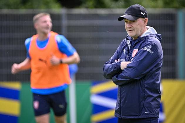 Open training of the Czech national football team within the European Championships, in Norderstedt, Germany, June 14, 2024. Coach Ivan Hasek. (CTKxPhoto VitxSimanek) CTKPhotoP2024061403629  CTKPhotoP2024061403629