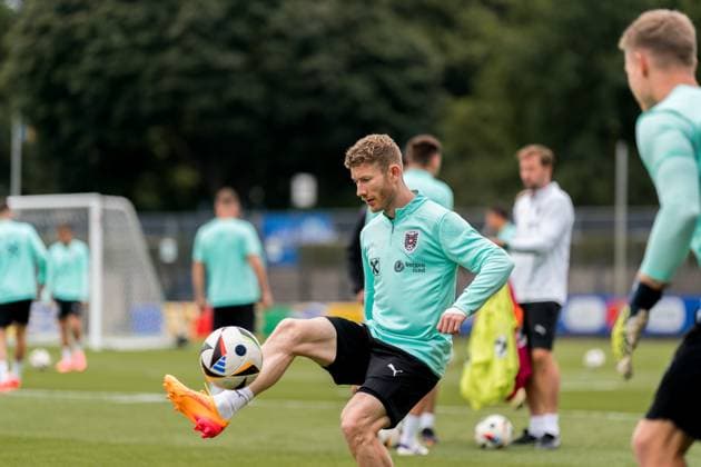 SOCCER - UEFA EURO, EM, Europameisterschaft,Fussball 2024 BERLIN,GERMANY,14.JUN.24 - SOCCER -UEFA EURO 2024, OEFB, Oesterreichischer Fussball-Bund, training. Image shows Florian Kainz (AUT).  GEPAxpictures xJohannesxFriedl