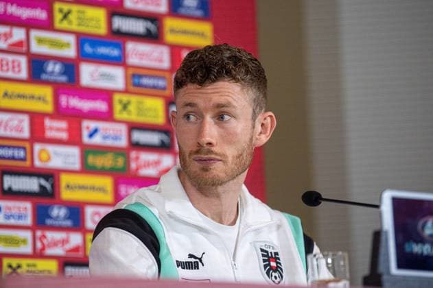 Fussball, Herren, Saison 2023 2024, EM 2024 in Deutschland, Pressekonferenz der Nationalelf von Österreich in der Messe Berlin, Florian Kainz (Österreich), 14.06. 2024, Copyright: xSebastianxRäppold MatthiasxKochx