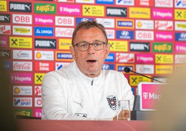 Fussball, Herren, Saison 2023 2024, EM 2024 in Deutschland, Pressekonferenz der Nationalelf von Österreich in der Messe Berlin, Trainer Ralf Rangnick (Österreich), 14.06. 2024, Copyright: xSebastianxRäppold MatthiasxKochx