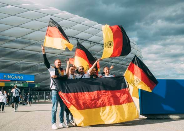 Muenchen, Allianz Arena, 19.09.2021: German fans outside the stadium prior the match UEFA European Championship, EM, Europameisterschaft 2024 Germany v. Scotland.