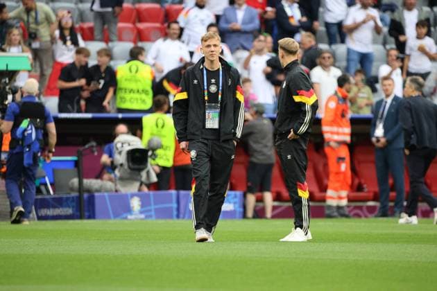 14.06.2024, Fussball, Herren, UEFA Europameisterschaft 2024, Eröffnungsspiel, Gruppe A, Deutschland - Schottland, Maximilan Beier (Deutschland), Chris Fuehrich (Deutschland) München Allianz Arena Bayern Deutschland (DE) Copyright: xSebastianxBachx