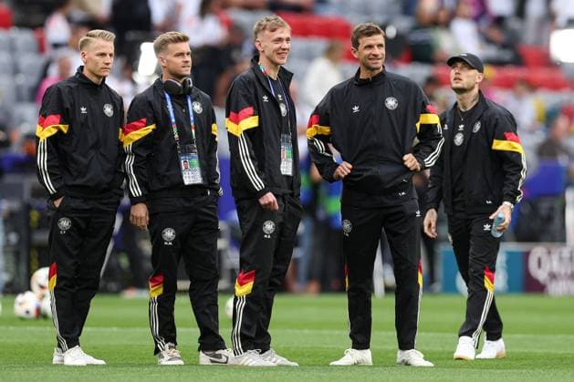 Germany players arrive Germany v Scotland, UEFA European Championship, EM, Europameisterschaft 2024, Group A, Football, Munich Football Arena, Munich, Germany, 14 Jun 2024 EDITORIAL USE ONLY No use with unauthorised audio, video, data, fixture lists, club league logos or live services. Online in-match use limited to 120 images, no video emulation. No use in betting, games or single club league player publications. Copyright: xPaulxCurrie Shutterstockx 14523776bh