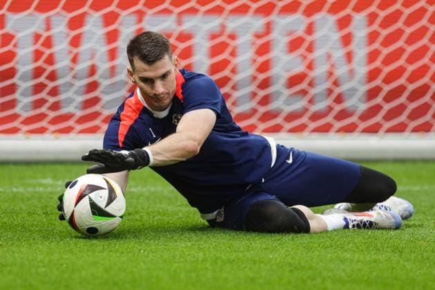 Croatia Training Session And press conference, PK, Pressekonferenz Group B - UEFA EURO, EM, Europameisterschaft,Fussball 2024 BERLIN, GERMANY - JUNE 14: Dominik Livakovic of Croatia during Croatia training session on Olympic Stadium on June 14, 2024 in Berlin, Germany. LukaxStanzl PIXSELL