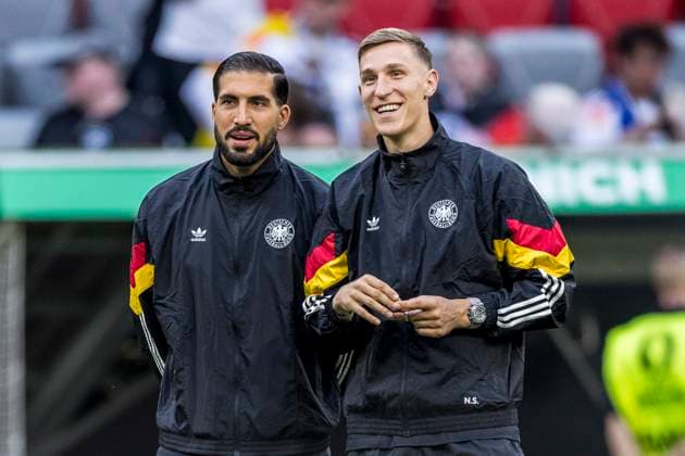UEFA EURO 2024: Eröffnungsspiel Deutschland - Schottland; 14.06.2024 Emre Can (Deutschland, 25) und Nico Schlotterbeck (Deutschland, 15) lachen. UEFA EURO 2024: Eröffnungsspiel Deutschland - Schottland; Munich Football Arena, München am 14.06.2024 Copyright: xBEAUTIFULxSPORTS Wunderlx