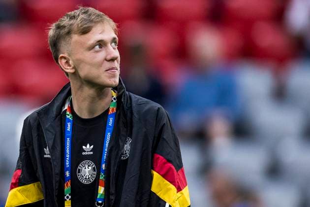 UEFA EURO 2024: Eröffnungsspiel Deutschland - Schottland; 14.06.2024 Maximilian Beier (Deutschland, 14) bei der Platzbegehung. UEFA EURO 2024: Eröffnungsspiel Deutschland - Schottland; Munich Football Arena, München am 14.06.2024 Copyright: xBEAUTIFULxSPORTS Wunderlx