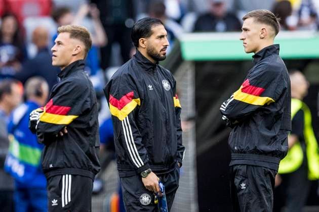UEFA EURO 2024: Eröffnungsspiel Deutschland - Schottland; 14.06.2024 Joshua Kimmich (Deutschland, 6), Emre Can (Deutschland, 25), Nico Schlotterbeck (Deutschland, 15) bei der Platzbegehung. UEFA EURO 2024: Eröffnungsspiel Deutschland - Schottland; Munich Football Arena, München am 14.06.2024 Copyright: xBEAUTIFULxSPORTS Wunderlx