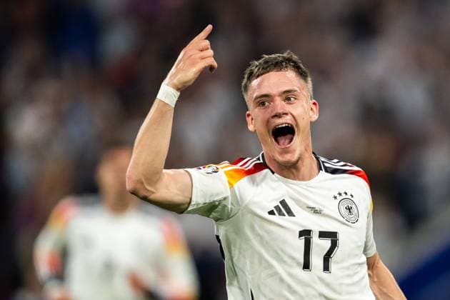 240614 Florian Wirtz of Germany celebrates after scoring the 1-0 goal during the UEFA EURO, EM, Europameisterschaft,Fussball 2024 Football Championship match between Germany and Scotland on June 14, 2024 in Munich. Photo: Mathias Bergeld BILDBYRAN kod MB MB0933 fotboll football soccer fotball fotbolls-em europamästerskap em uefa euro uefa european football championship euro 2024 tyskland germany scotland bbeng skottland jubel Copyright: MATHIASxBERGELD BB240614MB045