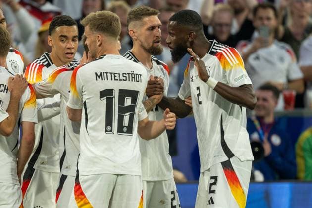 Tor zum 1:0 durch Florian Wirtz (Deutschland, 17), GER, Germany (GER) vs. Scottland (SCO), Fussball Europameisterschaft, UEFA EURO, EM, Europameisterschaft,Fussball 2024, Gruppe A, 1. Spieltag, 14.06.2024, GER, Germany (GER) vs. Scottland (SCO), Fussball Europameisterschaft, UEFA EURO 2024, Gruppe A, 1. Spieltag, 14.06.2024 Muenchen Copyright: xEibner-Pressefoto SaschaxWaltherx EP_EER
