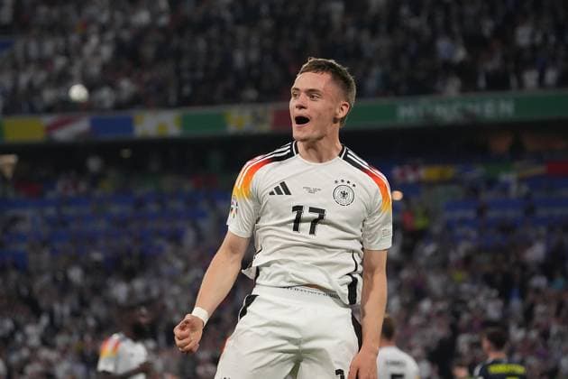 14.06.2024, Allianz-Arena, Munich, GER, EM UEFA 2024, Group A, Germany vs Scotland, im Bild Florian Wirtz (Germany 17) freut sich über das Tor zum 1:0 Defodi-506_20240614_hbr_1851