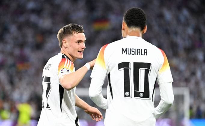 Fussball, Europameisterschaft, EURO 2024, Gruppe A, Allianz Arena München: Deutschland - Schottland; Jubel Florian Wirtz (GER) nach seinem Tor zum 1:0. Jubel, Freude, Aktion.