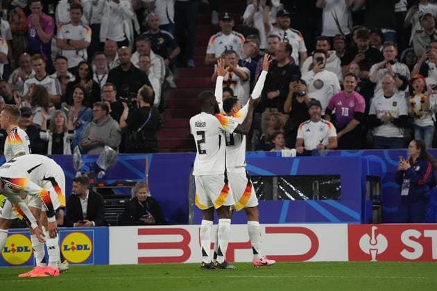 GER, EM UEFA 2024, Group A, Germany vs Scotland 14.06.2024, Allianz-Arena, Munich, GER, EM UEFA 2024, Group A, Germany vs Scotland, im Bild Jamal Musiala (Germany 10) freut sich über das Tor zum 2:0.