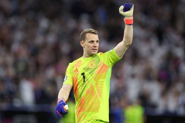 Manuel Neuer of Germany celebrates their side s third goal Germany v Scotland, UEFA European Championship, EM, Europameisterschaft 2024, Group A, Football, Munich Football Arena, Munich, Germany, 14 Jun 2024 EDITORIAL USE ONLY No use with unauthorised audio, video, data, fixture lists, club league logos or live services. Online in-match use limited to 120 images, no video emulation. No use in betting, games or single club league player publications. Copyright: xPaulxCurrie Shutterstockx 14523776dv