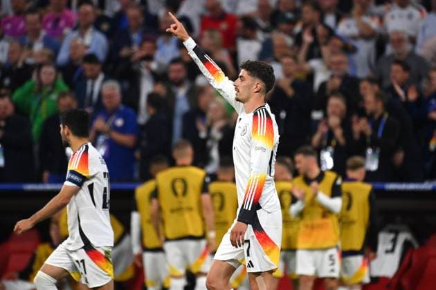 Torjubel Kai HAVERTZ (GER) nach Tor zum 3-0, Jubel,Freude,Begeisterung,Aktion, Gruppenphase Gruppe A Deutschland (GER) - Schottland (SCO) am 14.06.2024 Fussball Arena Muenchen, Fussball UEFA EURO, EM, Europameisterschaft,Fussball 2024 GERMANY vom 14.06.2024 - 14.07.2024.