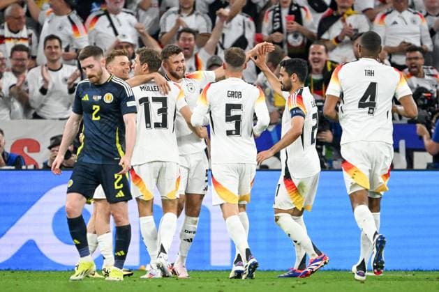 EM 2024: Deutschland - Schottland am 14.06.2024 in der Allianz Arena in München Jubel, Torjubel, Torschuetze, Torschütze Niclas Füllkrug Fuellkrug (Deutschland) jubelt nach seinem Tor zum 5:0.