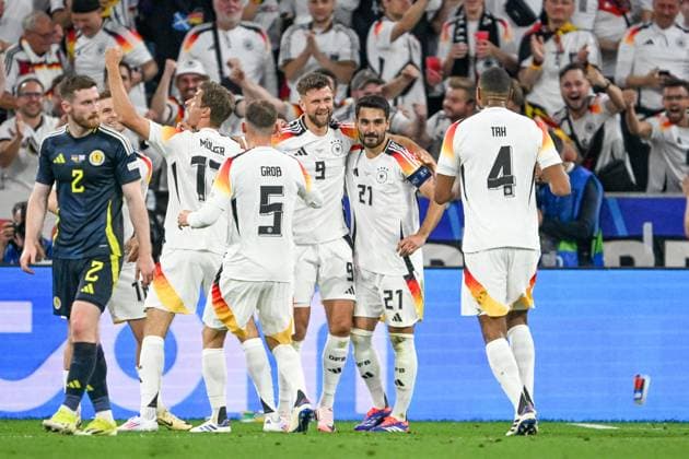EM 2024: Deutschland - Schottland am 14.06.2024 in der Allianz Arena in München Jubel, Torjubel, Torschuetze, Torschütze Niclas Füllkrug Fuellkrug (Deutschland) jubelt nach seinem Tor zum 5:0.