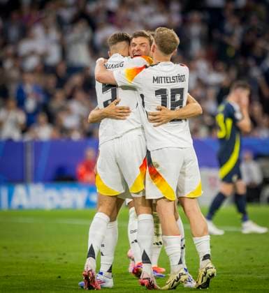 Munich, Germany. 14th Jun 2024. Goal celebration Niclas Füllkrug (DFB) Thomas Müller (DFB) Maximilian Mittelstädt (DFB) Germany - Scotland Deutschland - Schottland 14.06.2024