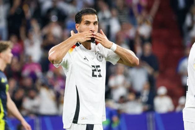 Torjubel nach dem Tor zum 5:0 durch Emre Can (Deutschland, 25) , Fussball, UEFA , Europa Meisterschaft, (Gruppe A) 2024, Deutschland vs. Schottland, 14.06.2024, Munich Football Arena, Muenchen, Deutschland Muenchen Munich Football Arena Bayern Deutschland Copyright: xGrantxHubbsx
