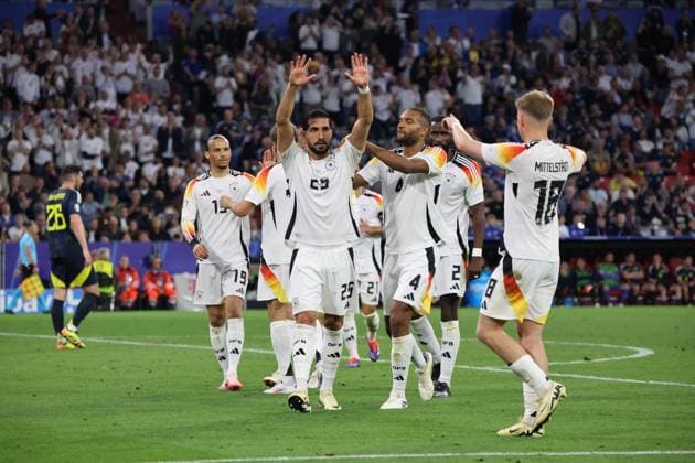 14.06.2024, Fussball, Herren, UEFA Europameisterschaft 2024, Eröffnungsspiel, Gruppe A, Deutschland - Schottland, Torjubel zum 5:1, Torschütze: Emre Can (Deutschland) München Allianz Arena Bayern Deutschland (DE) Copyright: xSebastianxBachx