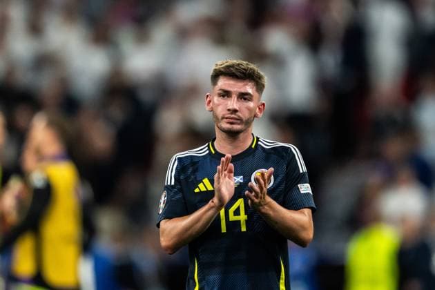 240614 Billy Gilmour of Scotland after the UEFA EURO, EM, Europameisterschaft,Fussball 2024 Football Championship match between Germany and Scotland on June 14, 2024 in Munich. Photo: Mathias Bergeld BILDBYRAN kod MB MB0933 fotboll football soccer fotball fotbolls-em europamästerskap em uefa euro uefa european football championship euro 2024 tyskland germany scotland bbeng skottland Copyright: MATHIASxBERGELD BB240614MB148