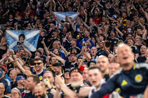 240614 Fans of Scotland during the UEFA EURO, EM, Europameisterschaft,Fussball 2024 Football Championship match between Germany and Scotland on June 14, 2024 in Munich. Photo: Mathias Bergeld BILDBYRAN kod MB MB0933 fotboll football soccer fotball fotbolls-em europamästerskap em uefa euro uefa european football championship euro 2024 tyskland germany scotland bbeng skottland publik Copyright: MATHIASxBERGELD BB240614MB154