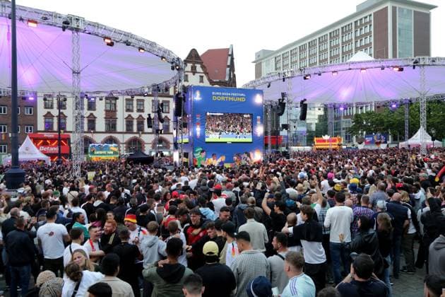 14.06.2024 Dortmund, Fanzone Friedensplatz, Übertragung Eröffnungsspiel UEFA EURO2024 Deutschland gegen Schottland, Endstand 5:1.