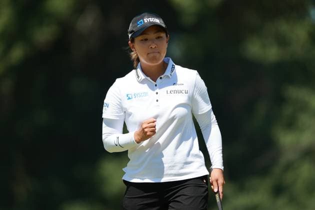 Meijer LPGA, Golf Damen Classic Jiwon Jeon of Republic of Korea reacts to her birdie on the 18th green during Day Two of the Meijer LPGA Classic for Simply Give golf tournament at Blythefield Country Club in Belmont, MI, USA Friday, June 14, 2024. Belmont Michigan United States  Copyright: xJorgexLemusx originalFilename:lemus-meijerlp240614_npAa7.jpg