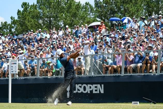 June 14, 2024, Pinehurst, North Carolina, USA: Tiger Woods of Jupiter, Florida, plays his shot from the sixth tee during Friday s second round for the 124th U.S. Open, June 14, 2024, at Pinehurst Resort & Country Club (Course No. 2) in Pinehurst, North Carolina. Pinehurst USA - ZUMAh97_ 20240614_fap_h97_002 Copyright: xTimothyxL.xHalex