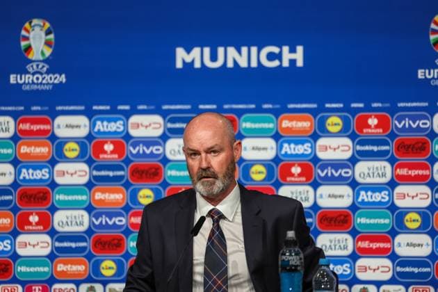 Sport Bilder des Tages Pressekonferenz mit Steve Clarke (Schottland, Trainer) , Fussball, UEFA , Europa Meisterschaft, (Gruppe A) 2024, Deutschland vs. Schottland, 14.06.2024, Munich Football Arena, Muenchen, Deutschland Muenchen Munich Football Arena Bayern Deutschland Copyright: xGrantxHubbsx