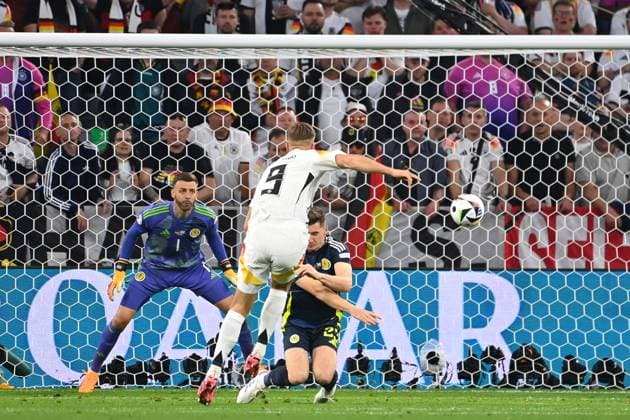 Tor Niclas FUELLKRUG (GER) zum 4-1,Aktion,Torschuss. Gruppenphase Gruppe A Deutschland (GER) - Schottland (SCO) 5-1 am 14.06.2024 Fussball Arena Muenchen, Fussball UEFA EURO, EM, Europameisterschaft,Fussball 2024 GERMANY vom 14.06.2024 - 14.07.2024.